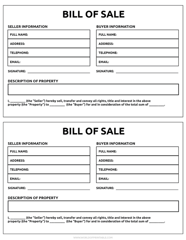 Lorry bill of sale theme